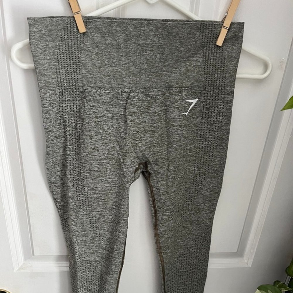 Gymshark Vital Seamless Leggings, Green marled, Size small